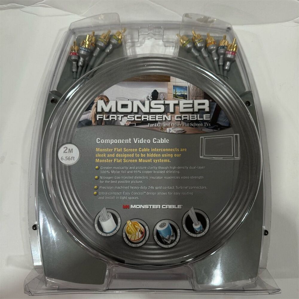 Monster 2M Flat Component Video Cable Gold Plated Black